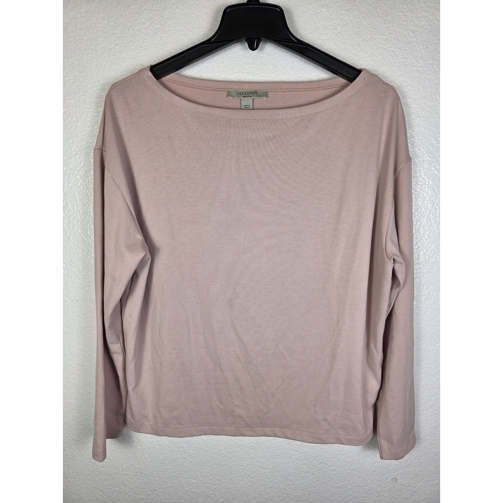 AllSaints Womens Boat Neck Long Sleeve Top Dusty Rose Pink Medium